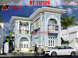 Thiết kế nhà 2 tầng 70m2 hình chữ L phong cách tân cổ điển BT112125
